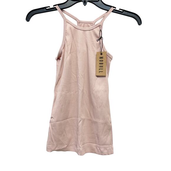 NoBull Women’s Light Pink Ribbed Halter Tank Top Racerback Activewear Size XS - Picture 2 of 6